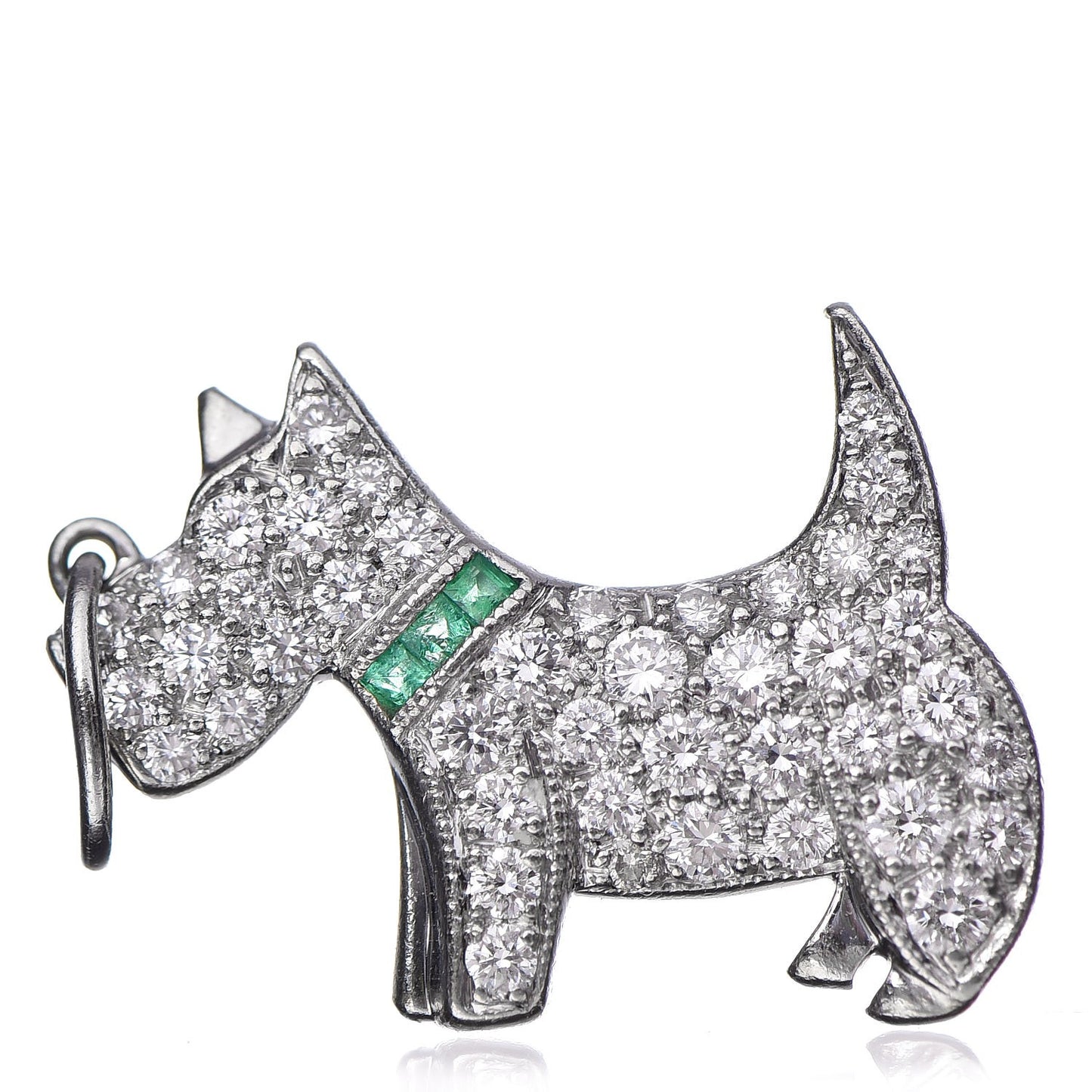 Platinum Diamond Emerald Scottie Dog Charm