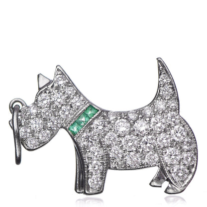 Tiffany Platinum Diamond Emerald Scottie Dog Charm 1 of 4