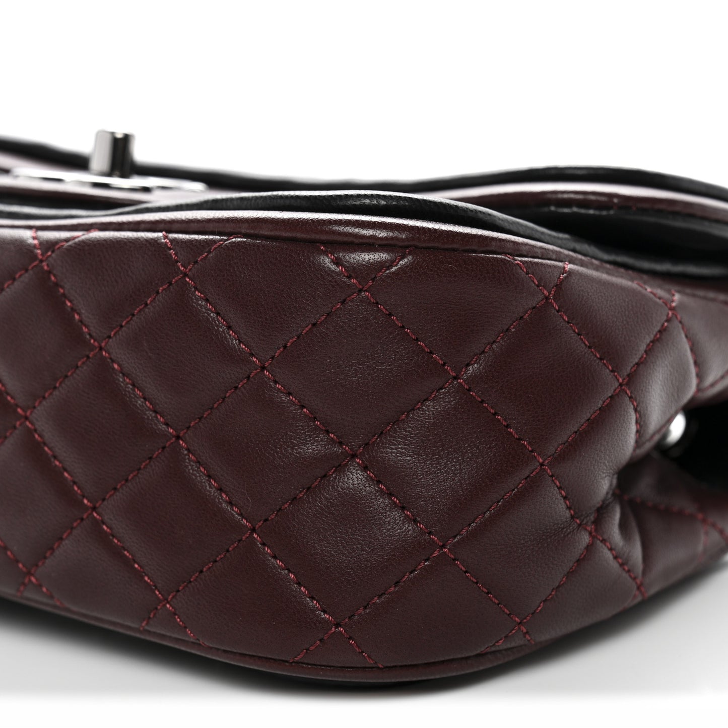 Lambskin Classic Twist Mini Rectangular Flap Black Burgundy