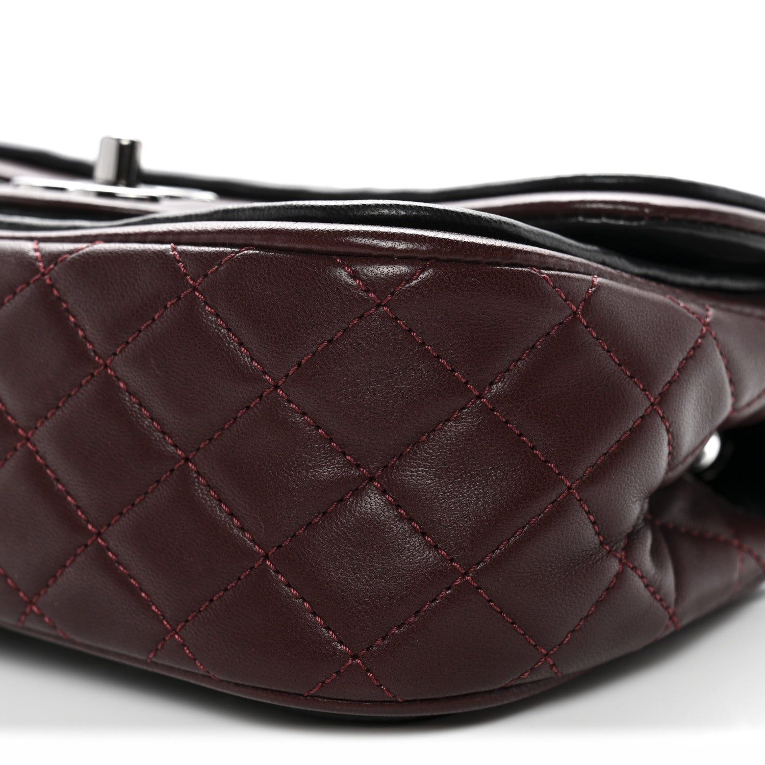 Chanel Lambskin Classic Twist Mini Rectangular Flap Black Burgundy 10 of 13