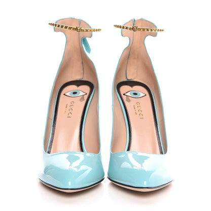 Gucci Vernice Crystal Ankle Strap Pumps 40.5 New Aquamarine 2 of 8
