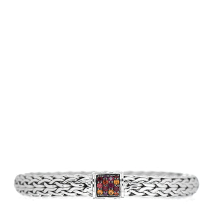 John Hardy Sterling Silver Garnet Station Classic Chain Bracelet 1 of 4