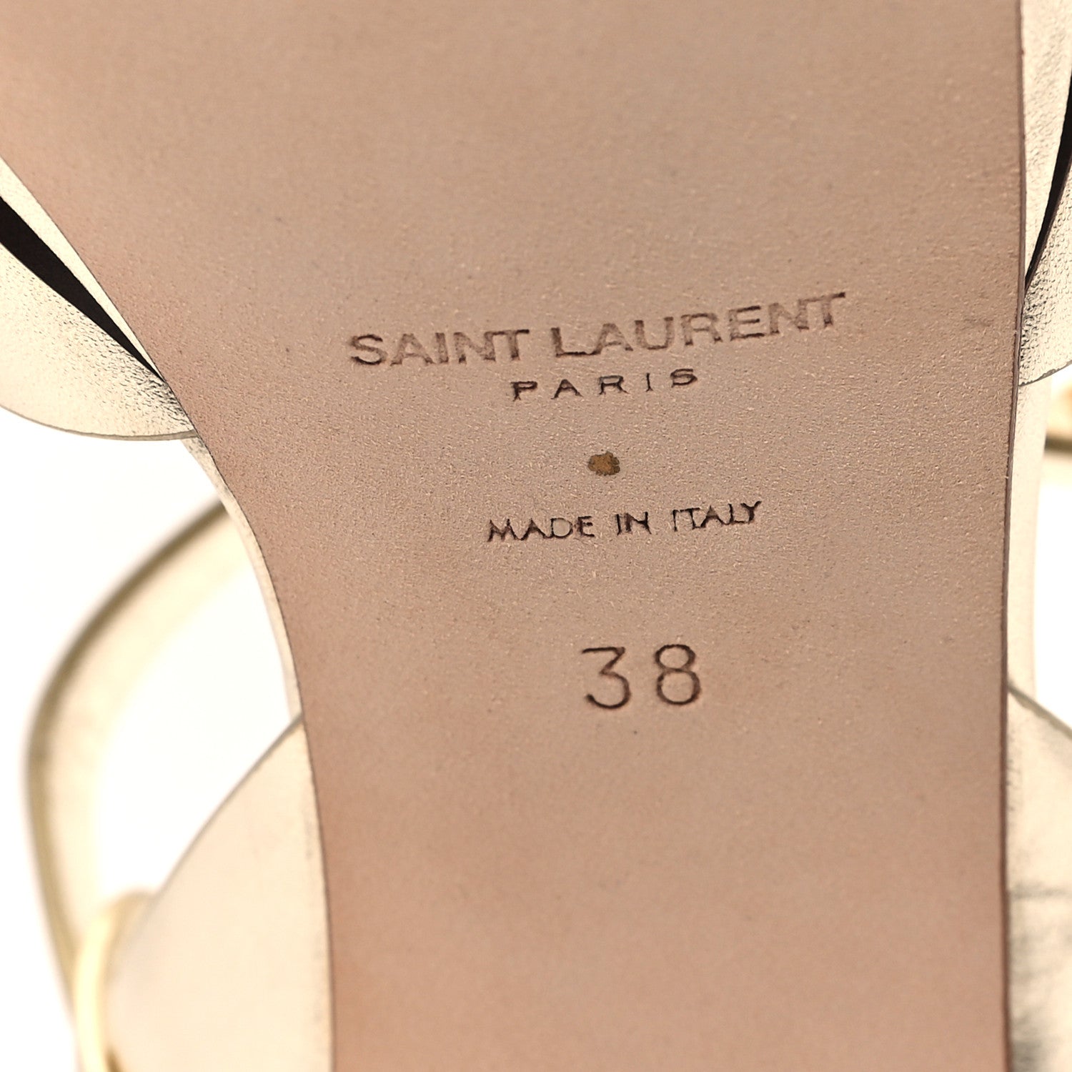 Saint Laurent Metallic Nappa Tribute 75 Platform Sandals 38 Platino 7 of 11