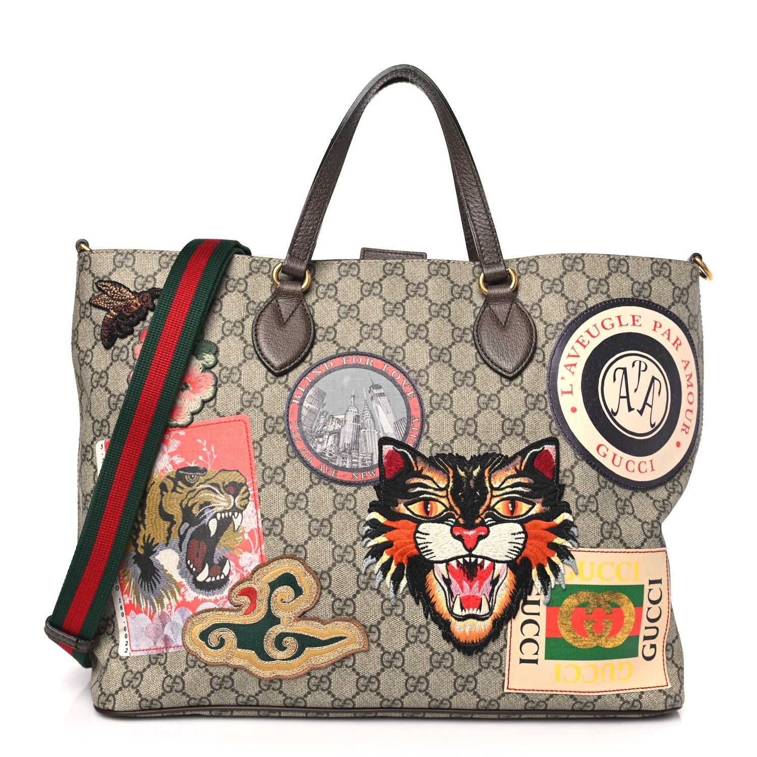 Gucci Soft GG Supreme Monogram Courrier Medium Crossbody Tote Beige New Acero 1 of 9