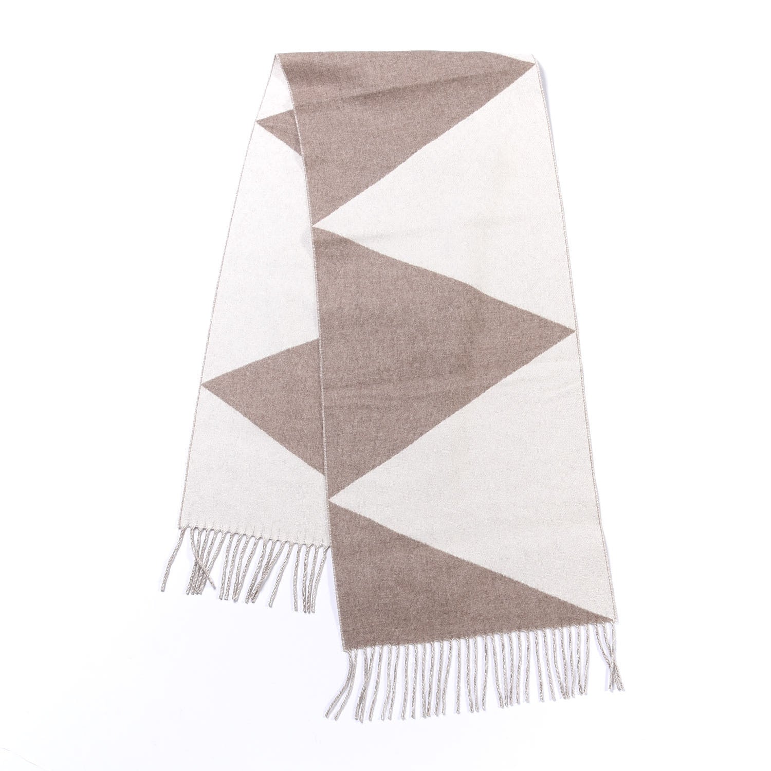 Hermes Cashmere Casaque Zig Zag Muffler Etoupe Ivory 1 of 5