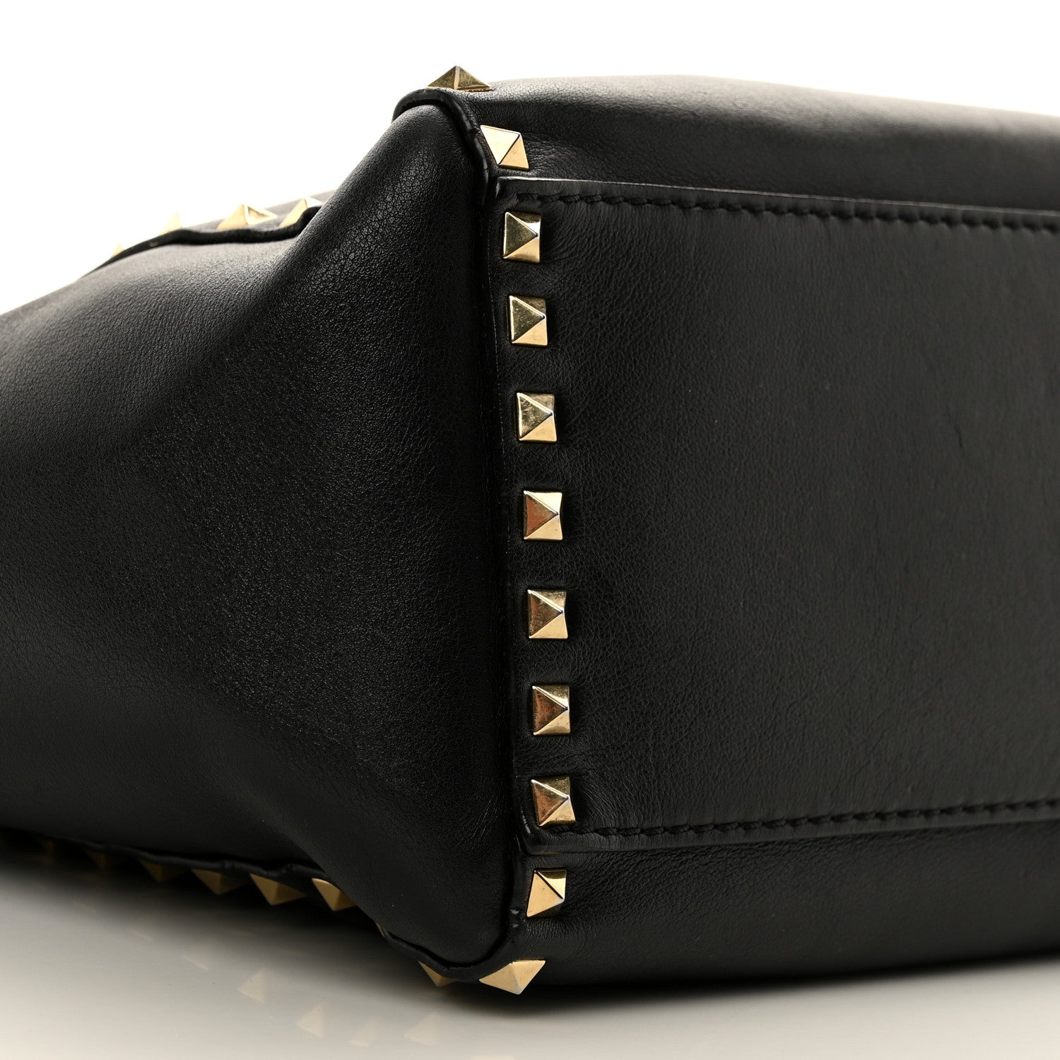 Valentino Garavani Vitello Rockstud Double Handle Tote Black 9 of 13