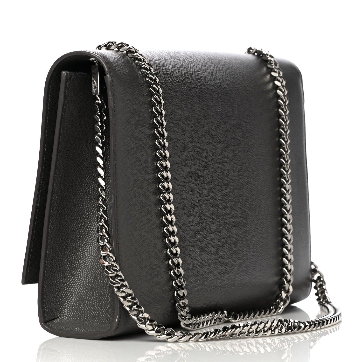 Saint Laurent Grain De Poudre Medium Classic Monogram Kate Satchel Earth Grey 2 of 15