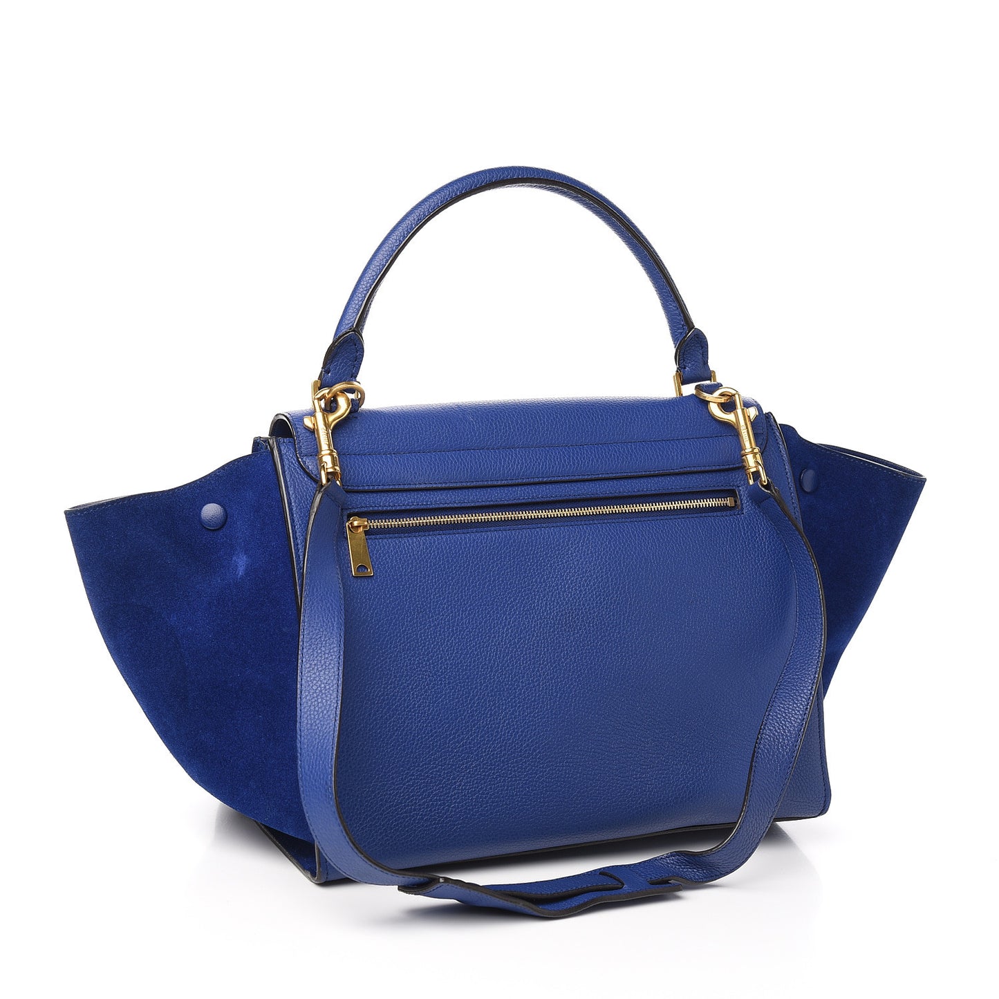 Drummed Calfskin Suede Medium Trapeze Indigo
