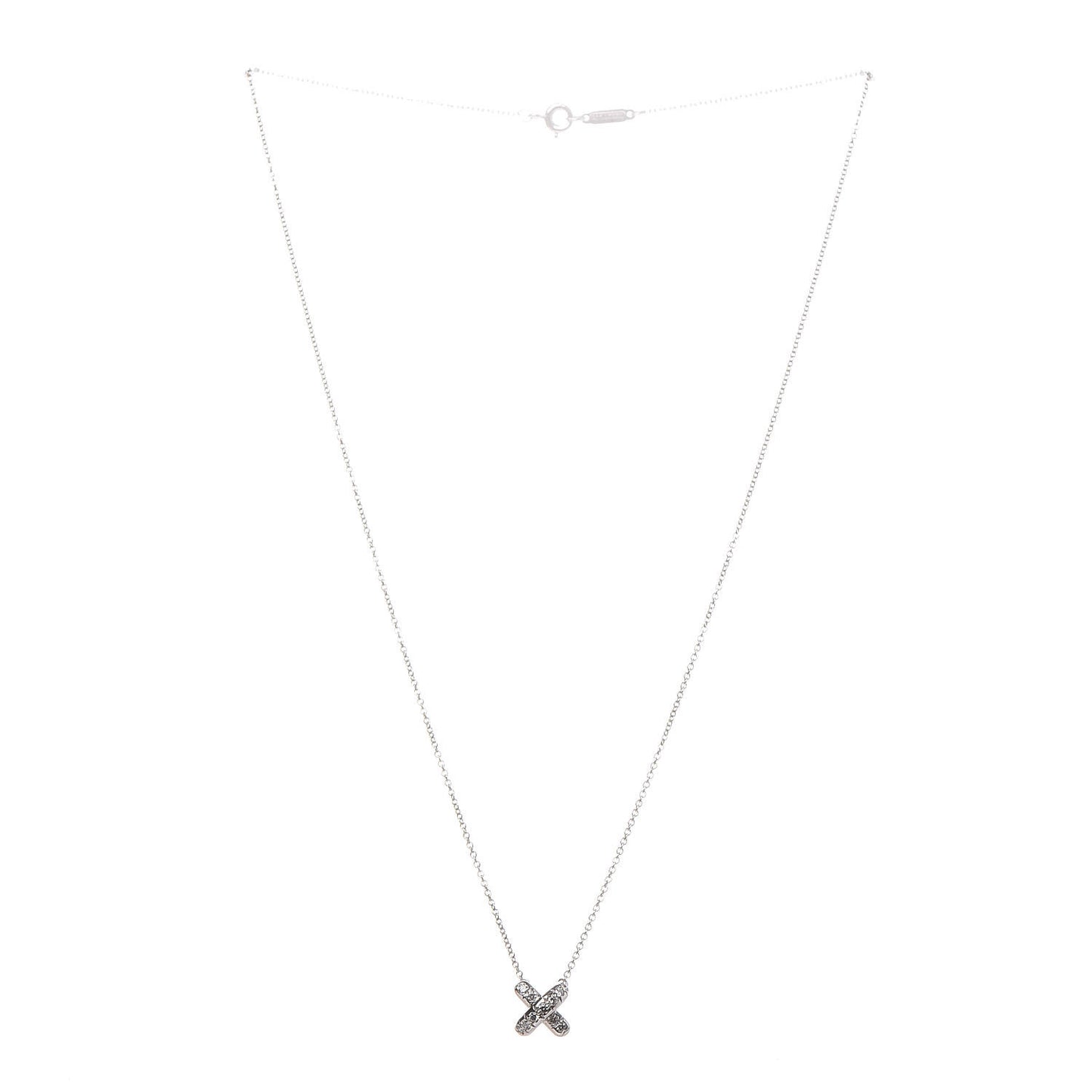 Platinum Diamond Cross Stitch Pendant Necklace