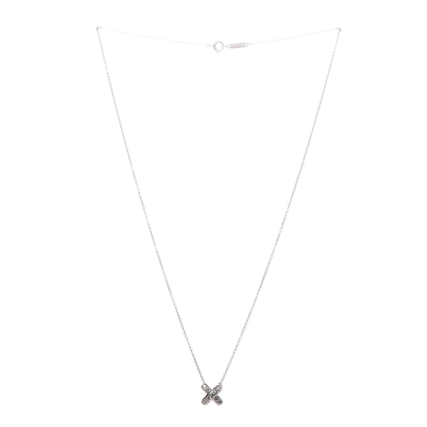 Tiffany Platinum Diamond Cross Stitch Pendant Necklace 3 of 6