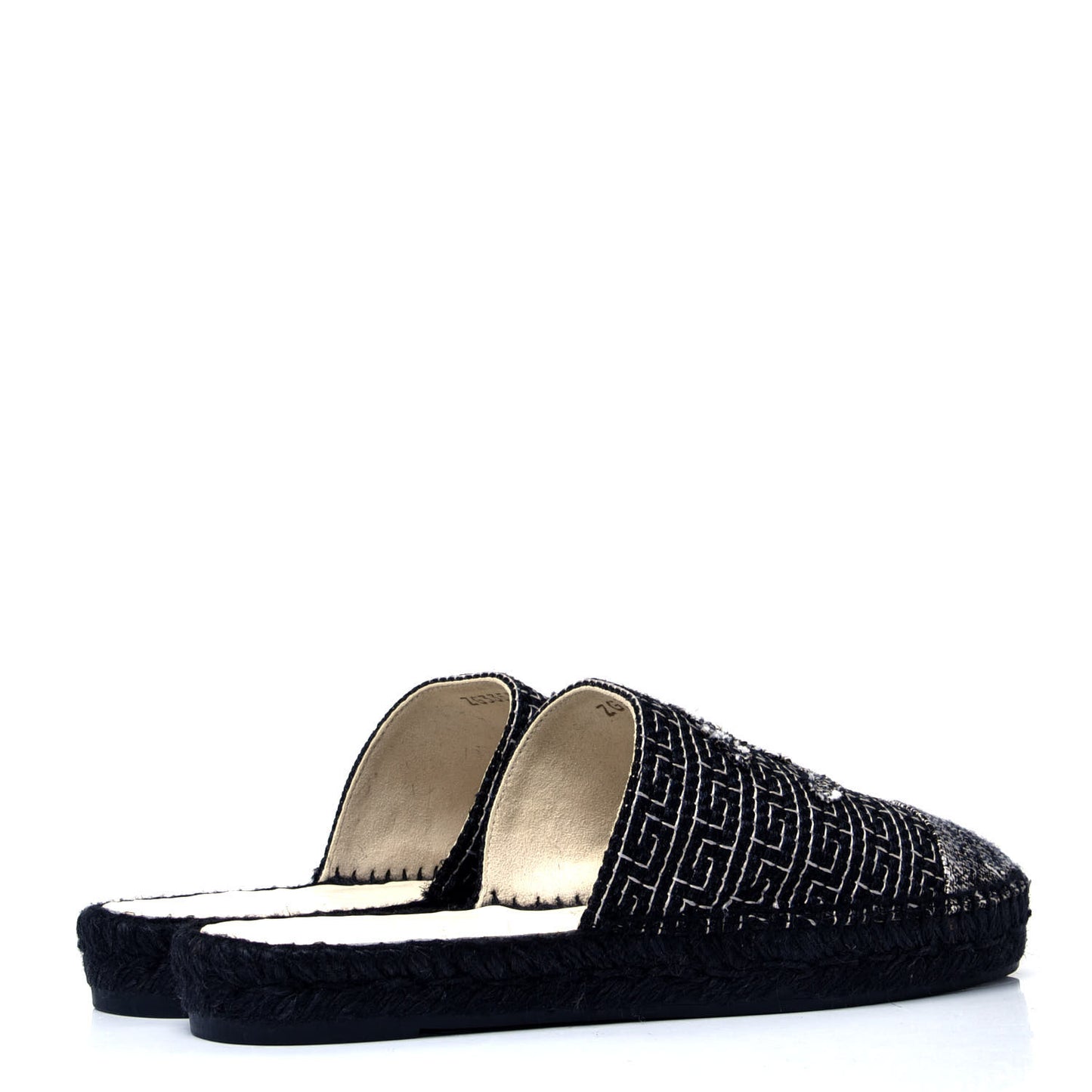 Tweed CC Slip On Espadrilles 39 Black Silver