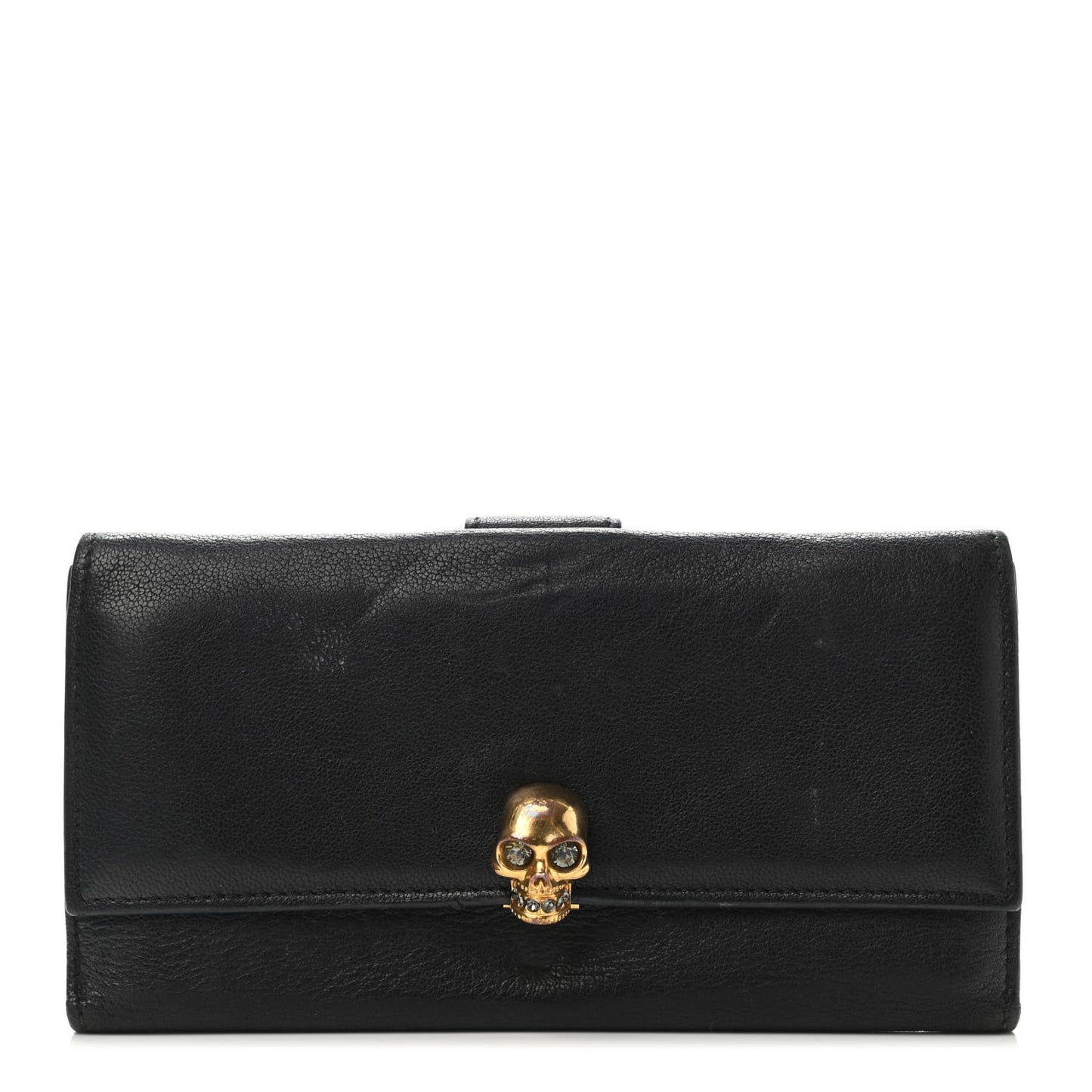 Calfskin Skull Continental Wallet Black