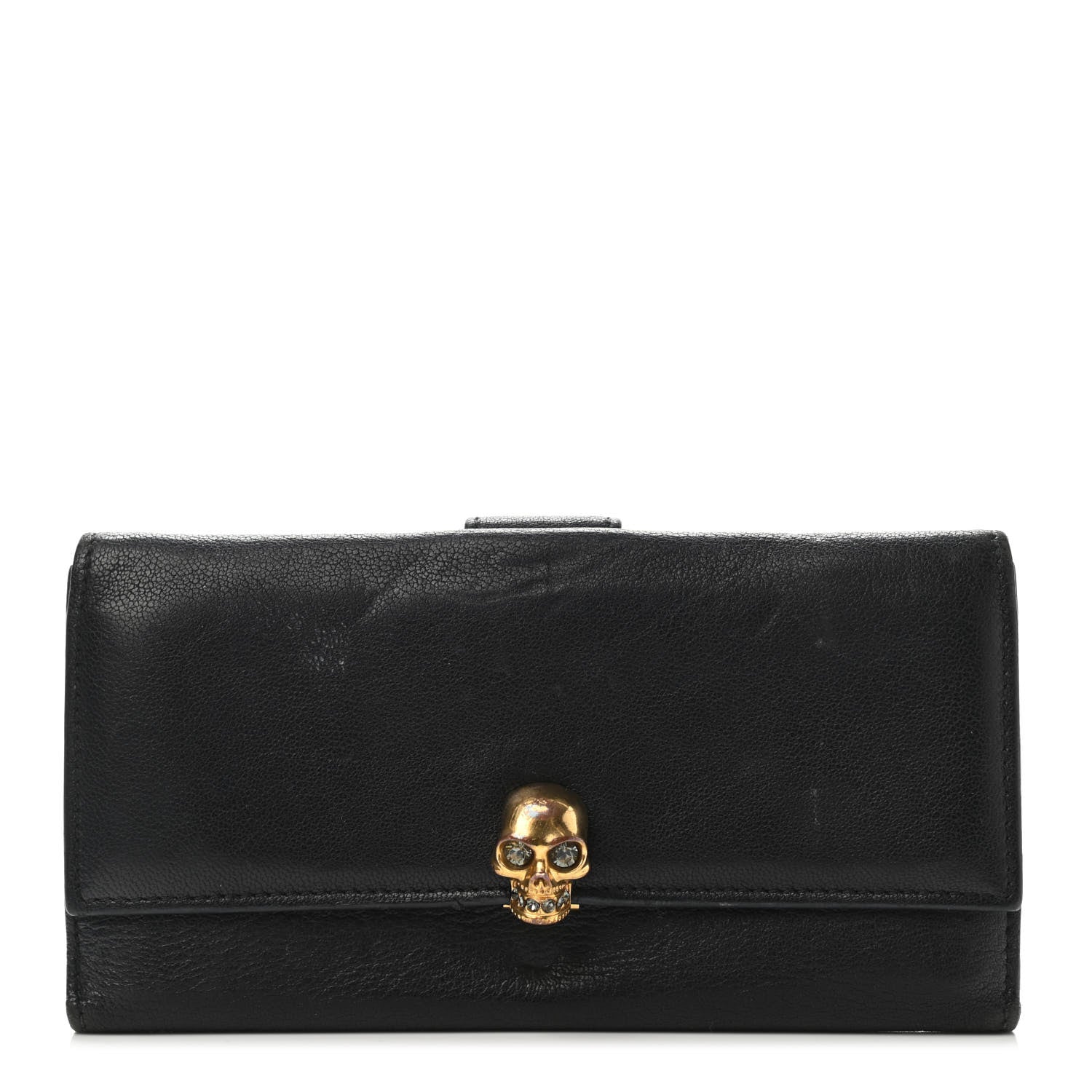 Alexander McQueen Calfskin Skull Continental Wallet Black 1 of 5