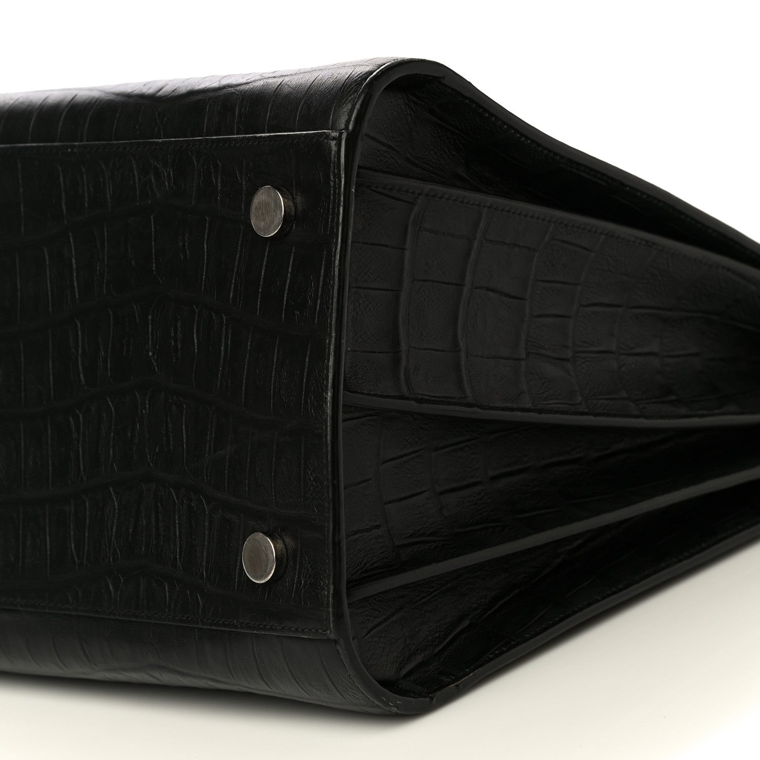 Saint Laurent Calfskin Crocodile Embossed Large Sac De Jour Carryall Black 7 of 25