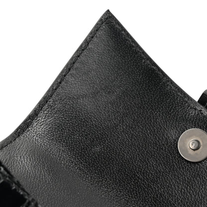 Balenciaga Shiny Calfskin Monochrome Crocodile Embossed Hourglass Top Handle Bag Mini with Chain Black 11 of 11