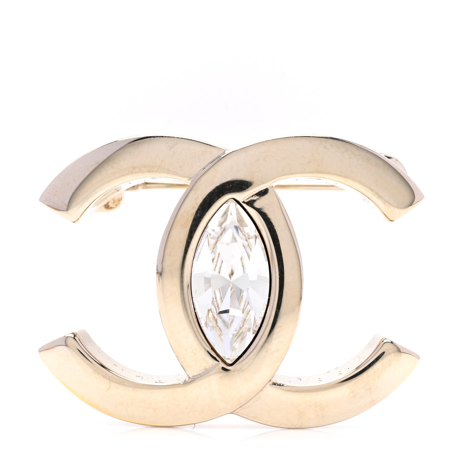 Crystal CC Brooch Gold