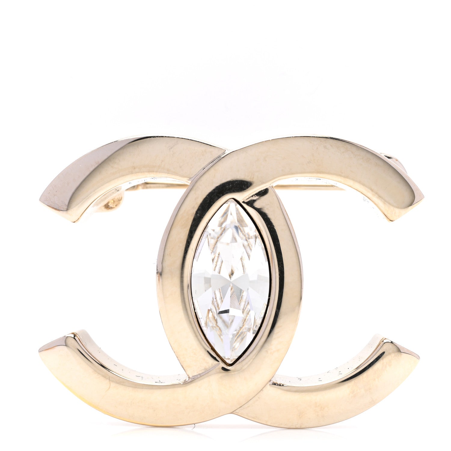 Chanel Crystal CC Brooch Gold 1 of 5
