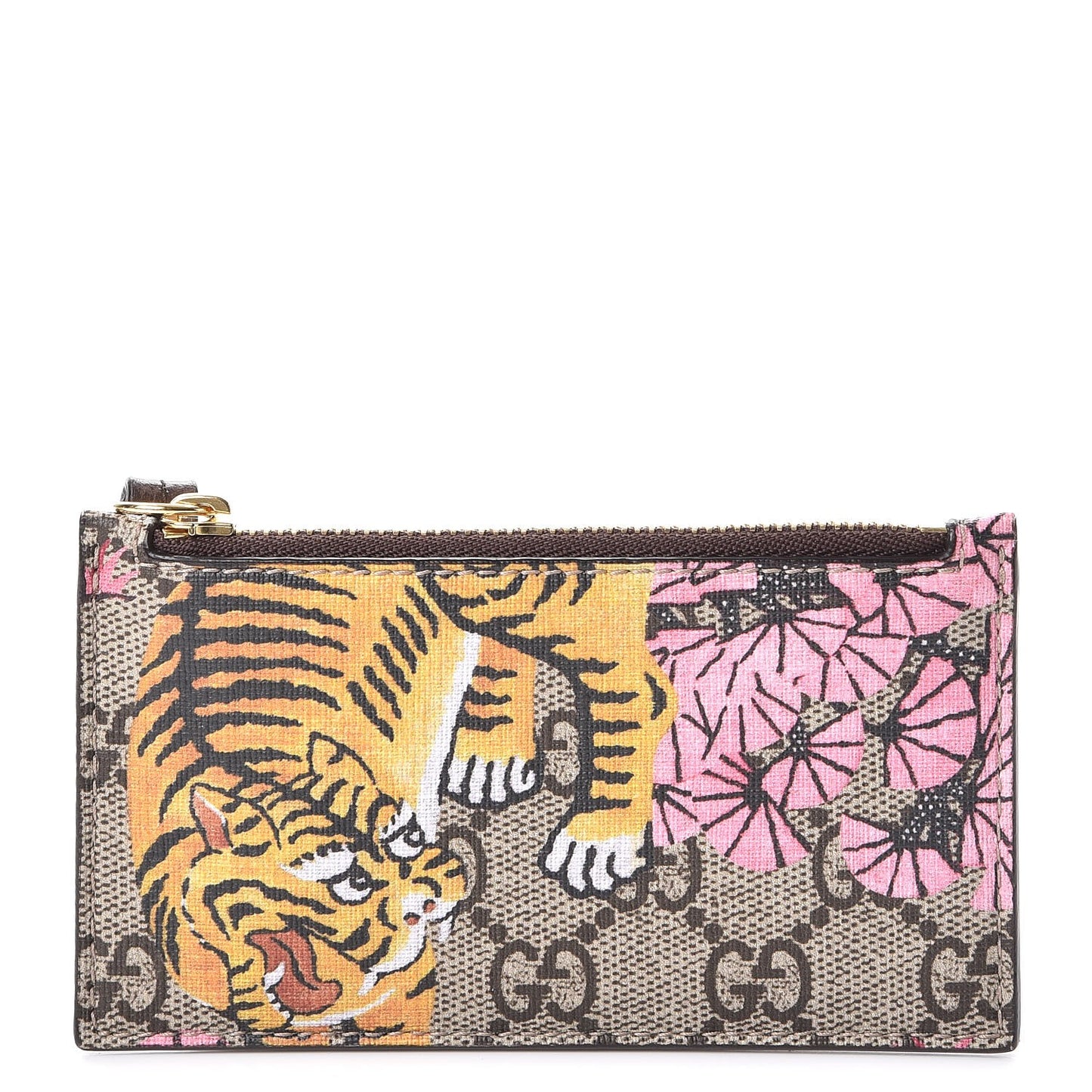GG Supreme Monogram Bengal Coin Case Card Holder Beige Crop Pink New Acero