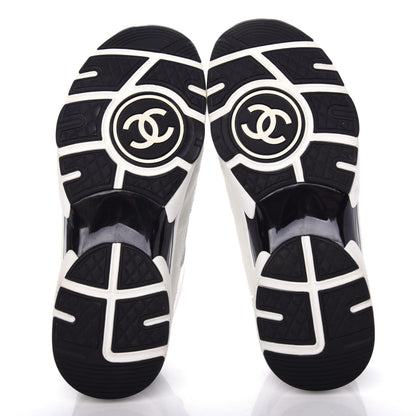 Chanel Calfskin Fabric Sneakers 38 White Silver Fluo Pink 6 of 10