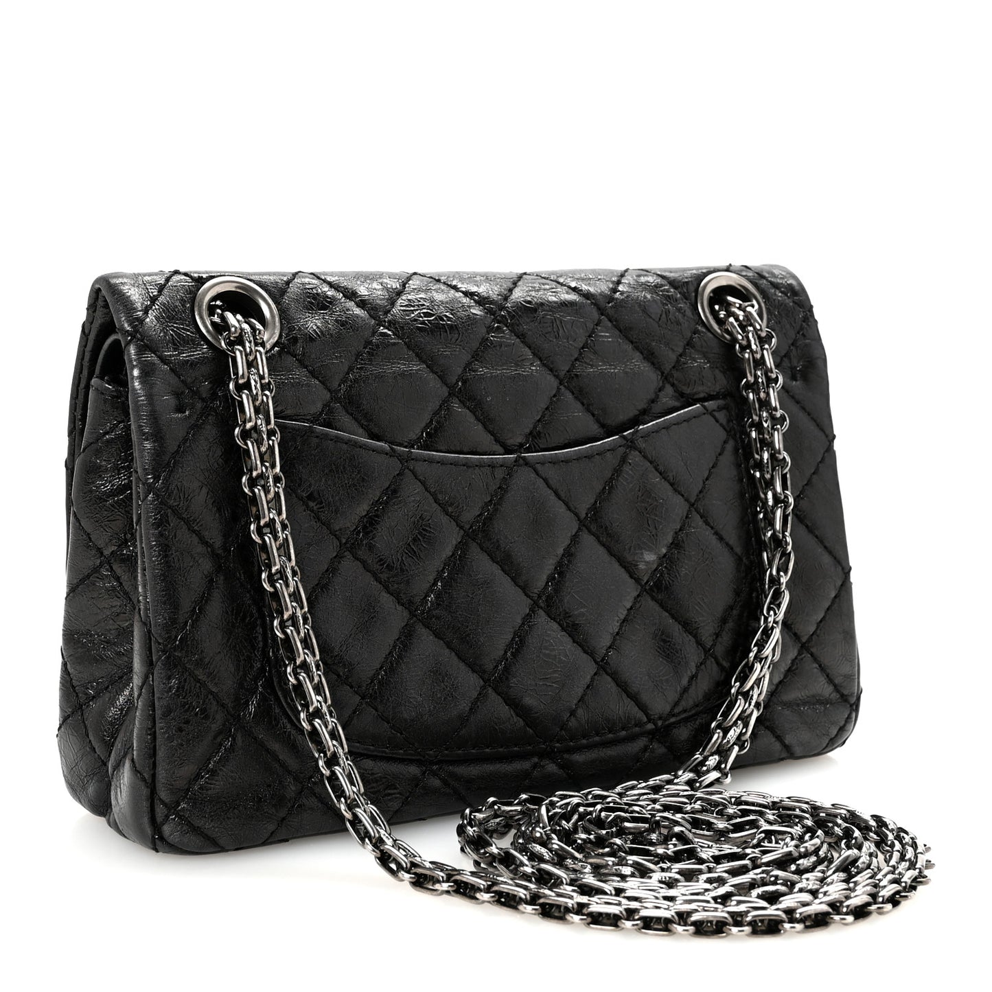 Aged Calfskin Quilted 2.55 Reissue Mini Flap Black