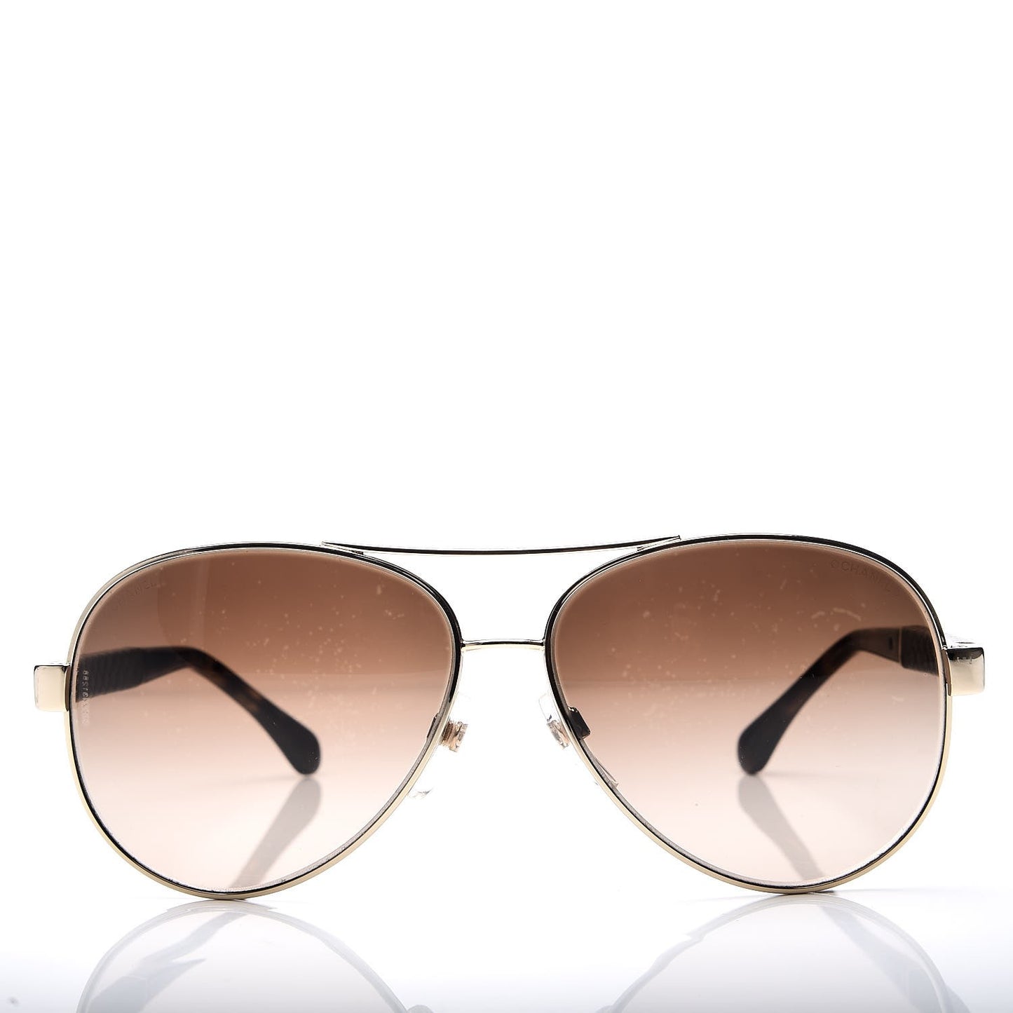 Lambskin Quilted CC Aviator Sunglasses 4195-Q Brown Gold