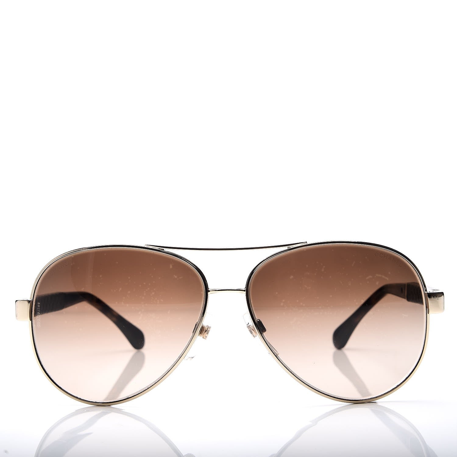 Chanel Lambskin Quilted CC Aviator Sunglasses 4195-Q Brown Gold 10 of 11