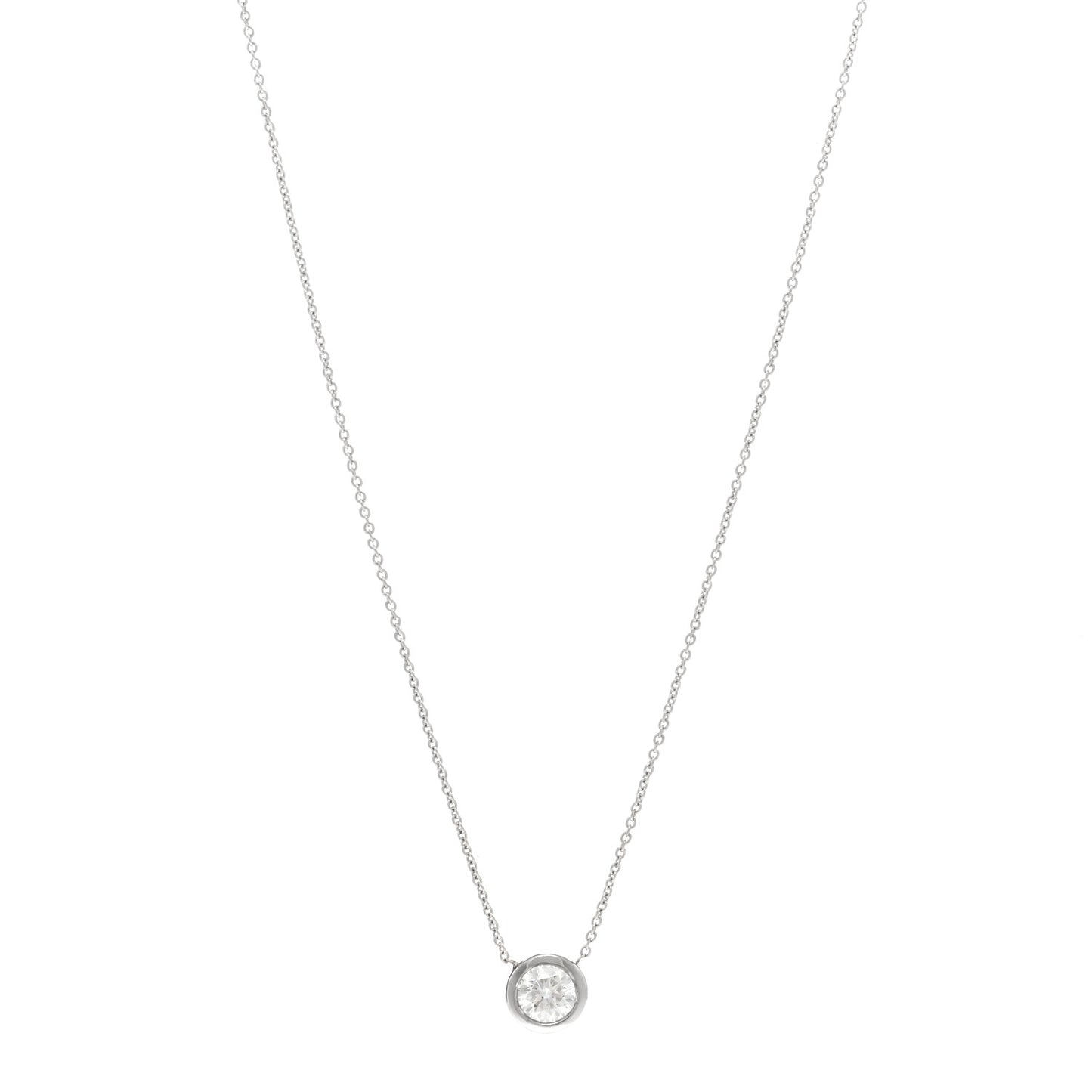 18K White Gold Diamond .50ct Diamonds by the Inch Pendant Necklace