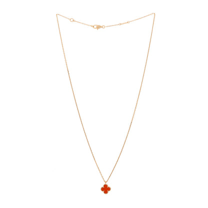 Van Cleef & Arpels 18K Rose Gold Carnelian Sweet Alhambra Pendant Necklace 4 of 10