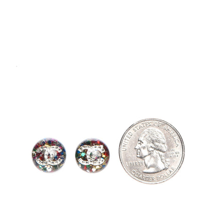 Chanel Resin Crystal Glitter CC Earrings Multicolor 2 of 5