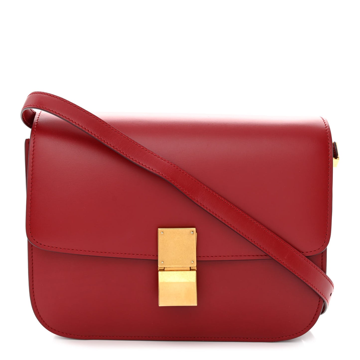 Box Calfskin Medium Classic Box Flap Bag Red