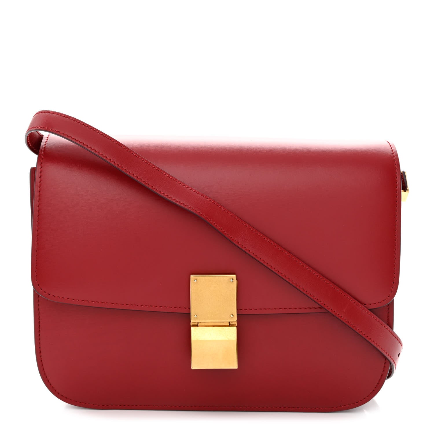 Celine Box Calfskin Medium Classic Box Flap Bag Red 1 of 12