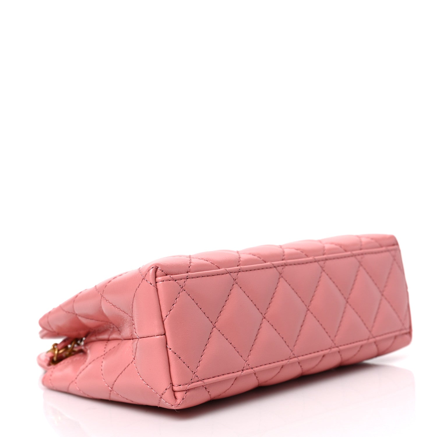 Chanel Shiny Aged Calfskin Quilted Nano Kelly Shopper Coral Pink 7 of 15