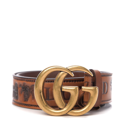 Gucci Calfskin Gucci Loved Embossed Double G 40mm Belt 80 32 Cuoio 1 of 8