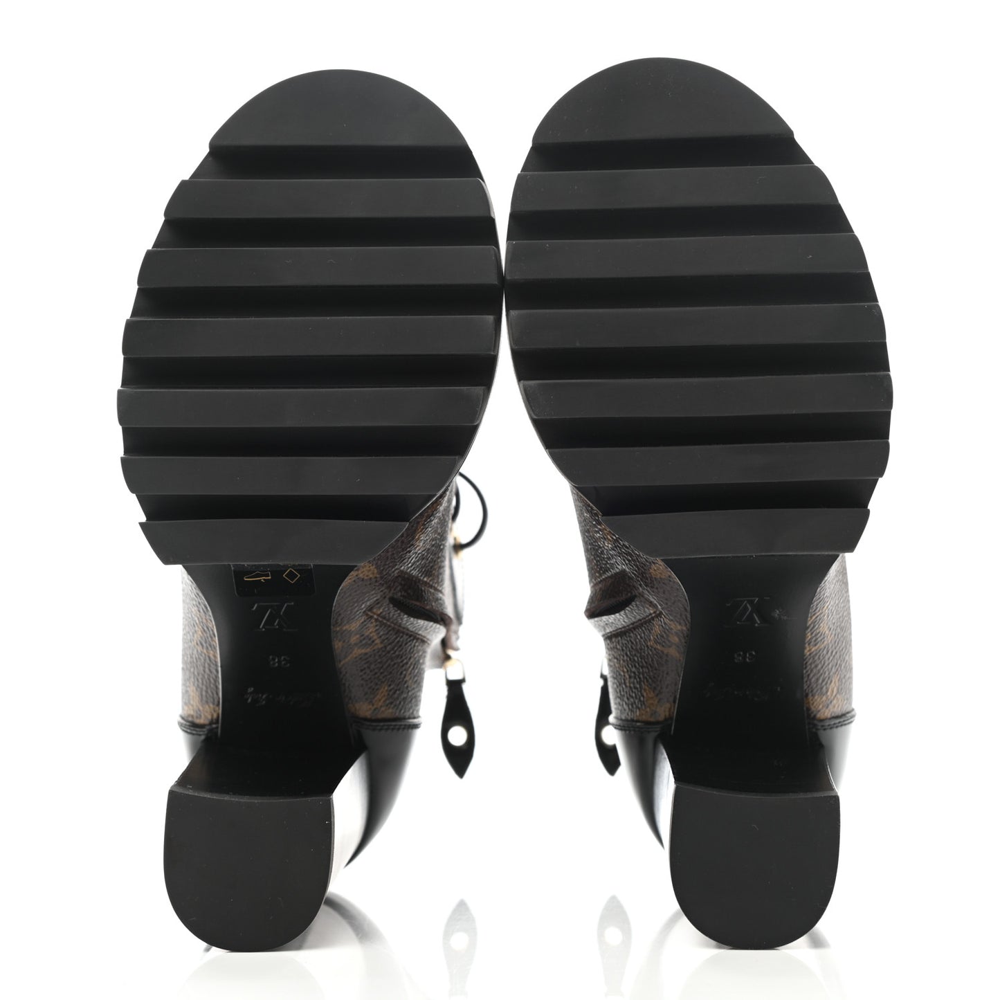 Patent Calfskin Monogram Star Trail Ankle Boots 38 Black
