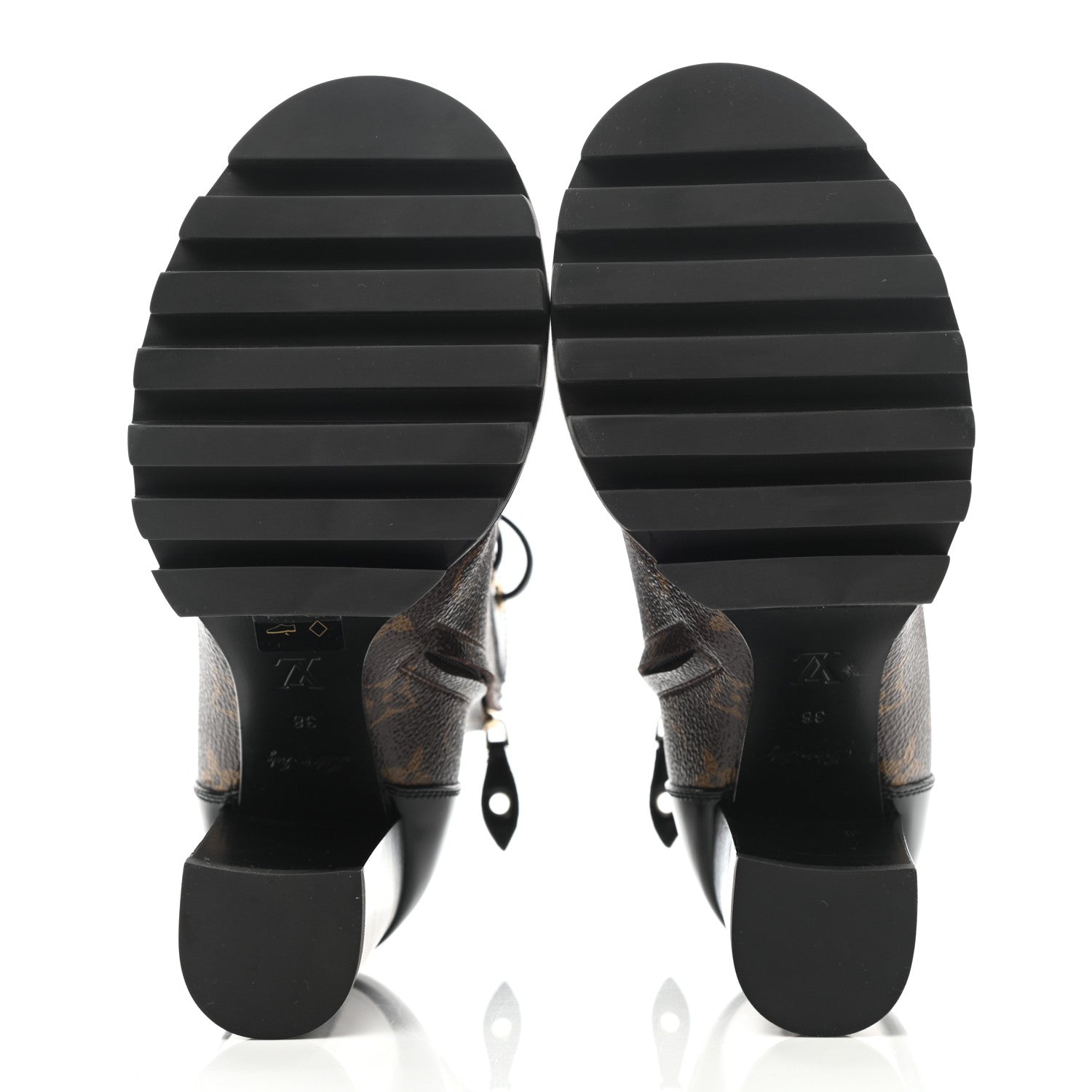 Louis Vuitton Patent Calfskin Monogram Star Trail Ankle Boots 38 Black 5 of 8