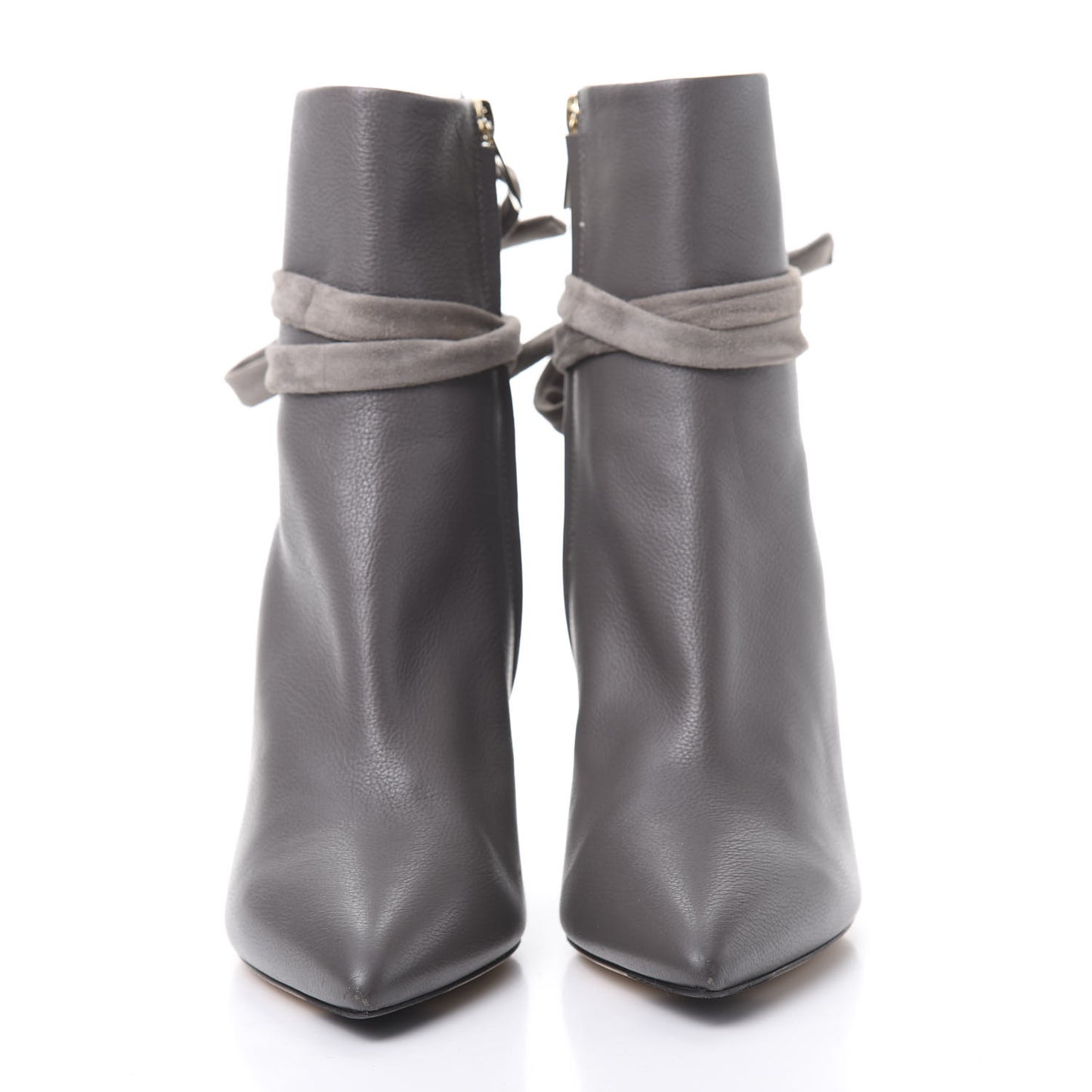 Calfskin Suede Henrietta Tie Bootie 36.5 Dark Grey