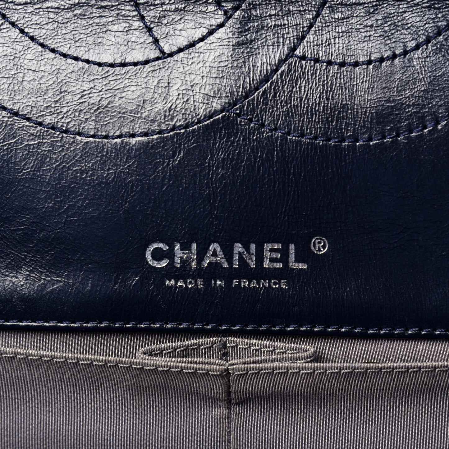 Glazed Calfskin Quilted Surpique 2.55 Reissue Flap Navy