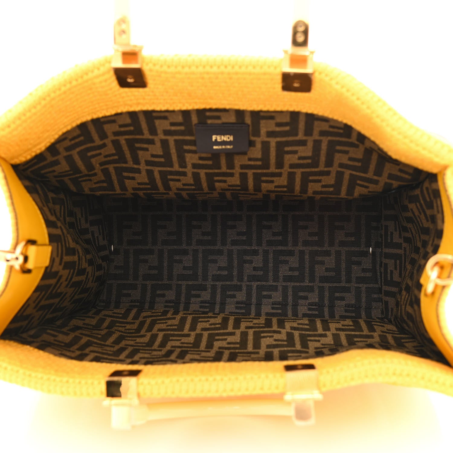 Fendi Crochet Vitello King Logo Plexiglass Medium Fendi Sunshine Shopper Tote Mimosa Panna 5 of 10
