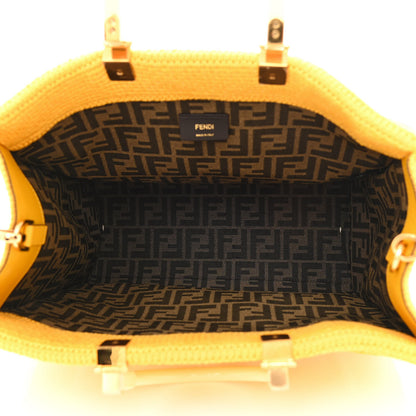 Fendi Crochet Vitello King Logo Plexiglass Medium Fendi Sunshine Shopper Tote Mimosa Panna 5 of 10