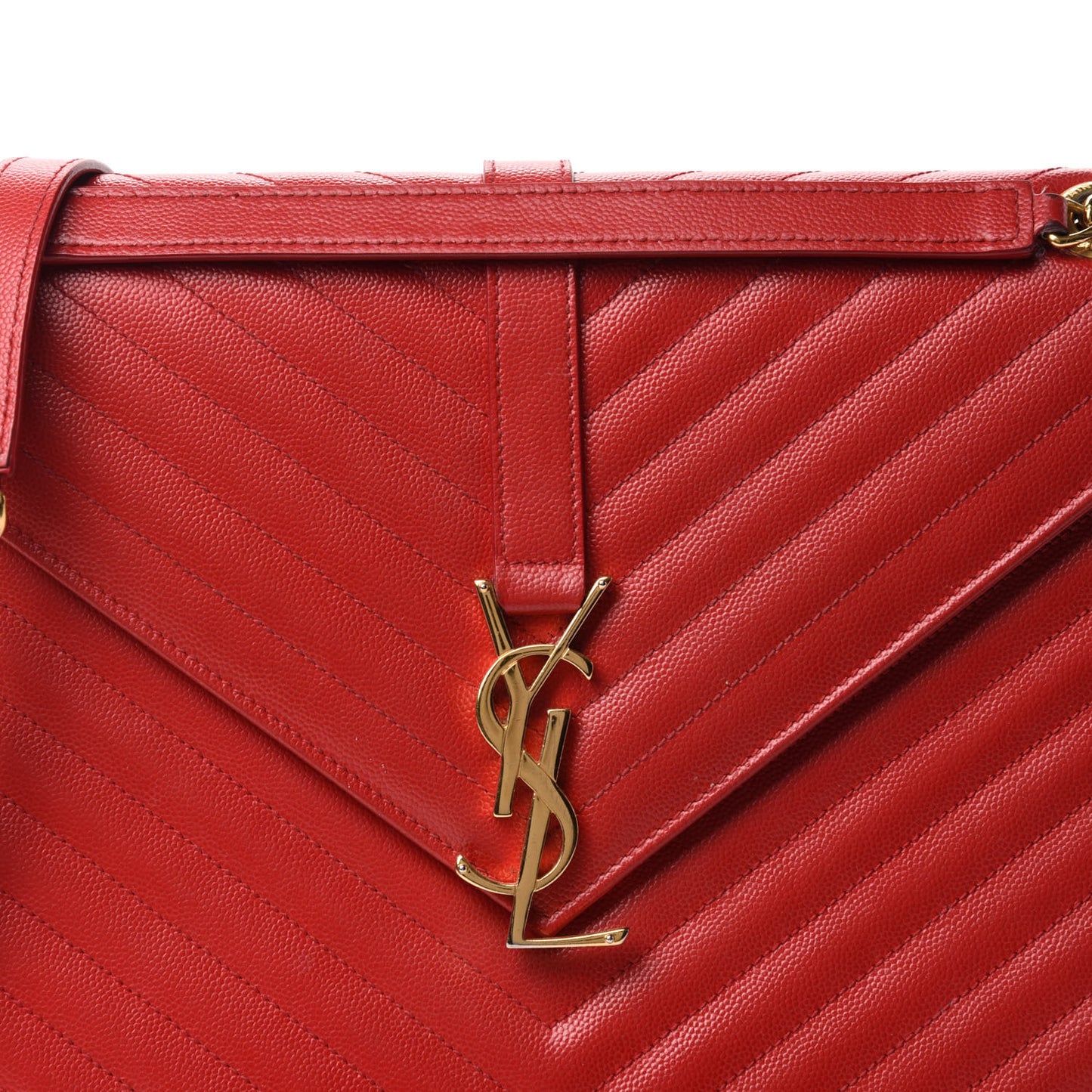 Grain De Poudre Matelasse Chevron Large Monogram Satchel Lipstick Red