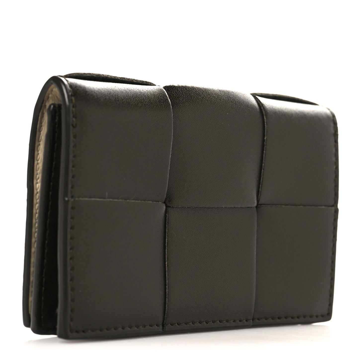 Nappa Maxi Intrecciato Card Holder Wallet Dark Taupe