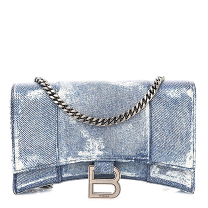Balenciaga Nappa Denim Printed Hourglass Chain Bag Denim Blue 1 of 9