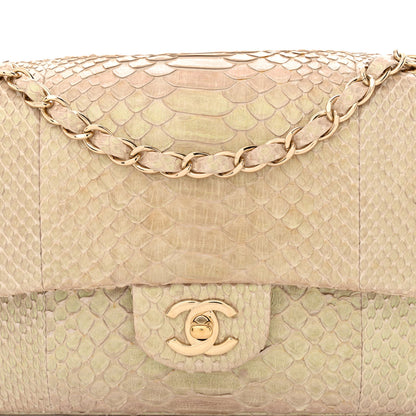 Chanel Metallic Snakeskin Medium Double Flap Light Beige 8 of 11