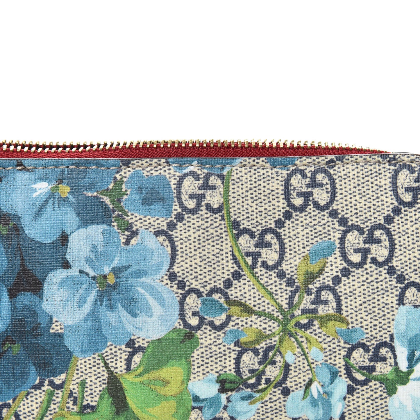 GG Supreme Monogram Blooms Mini Chain Bag Beige Blue Navy Hibiscus Red