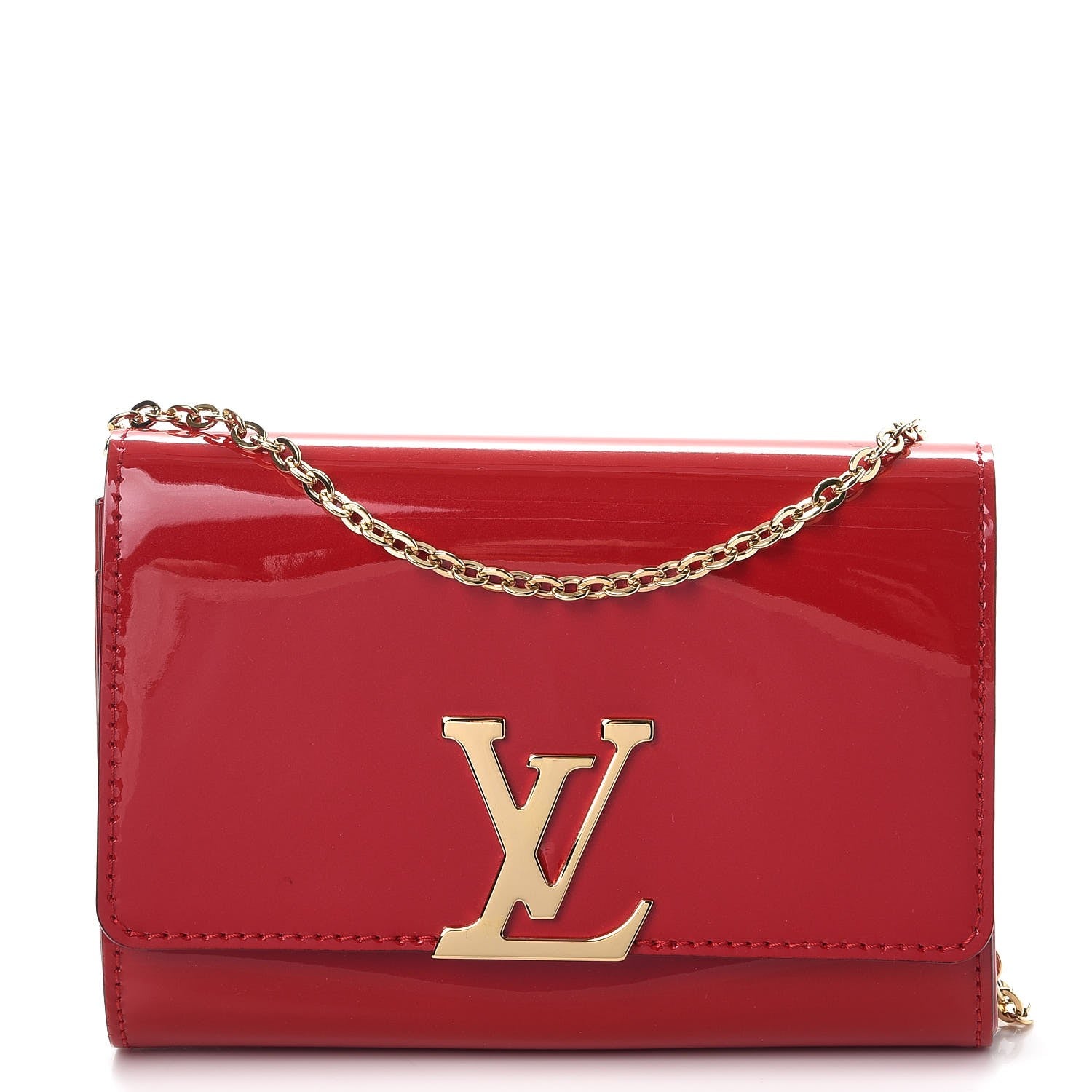 Louis Vuitton Patent Calfskin Chain Louise PM Rouge 1 of 8