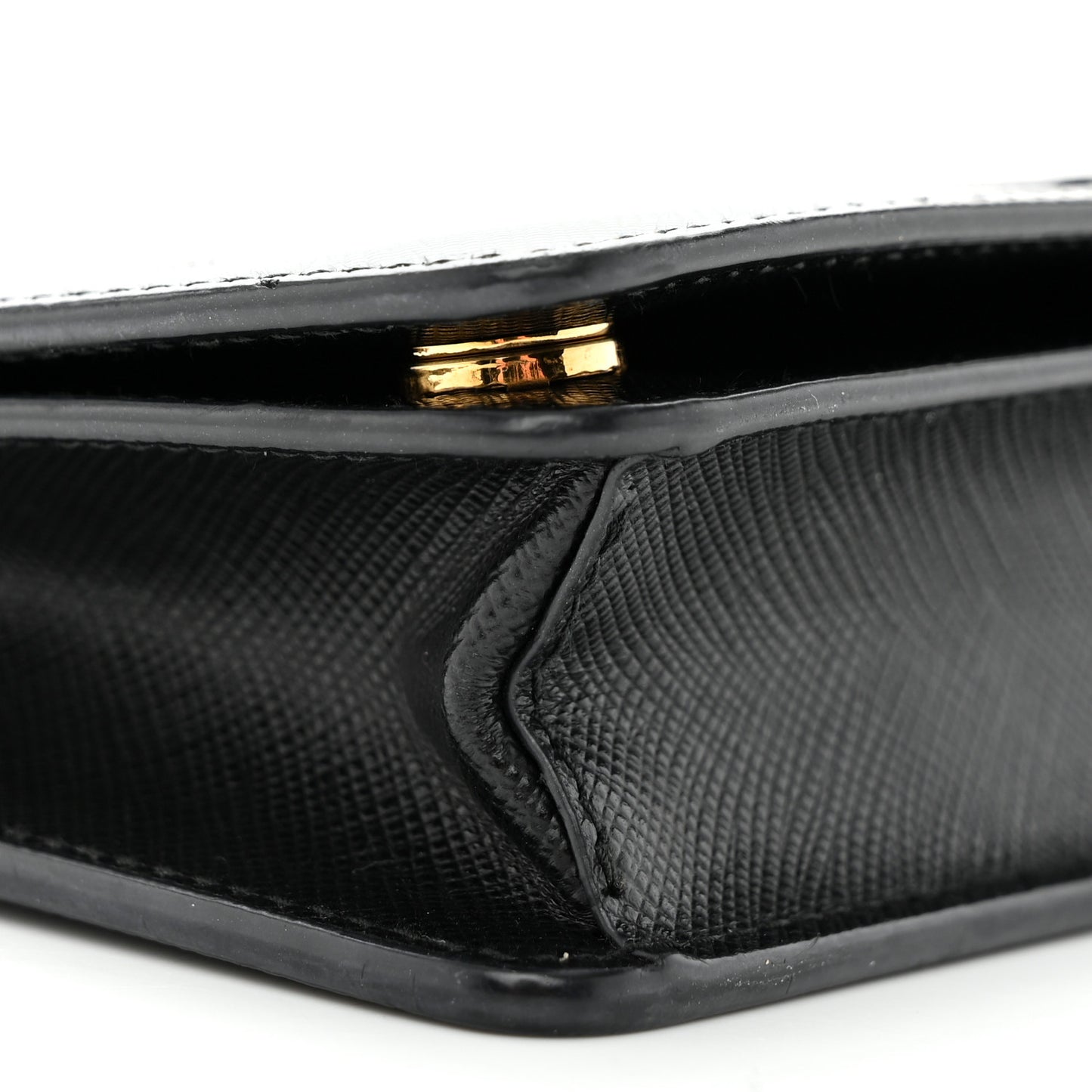 Saffiano Shine Monochrome Mini Flap Crossbody Wristlet Bag Black