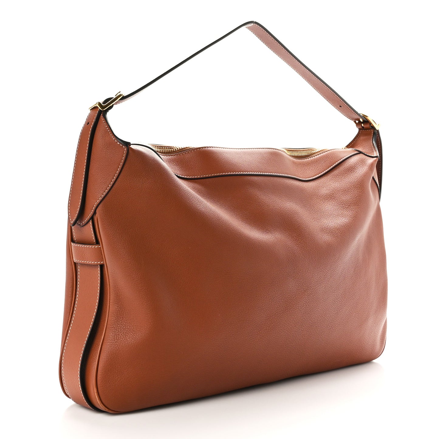 Supple Calfskin Large Romy Shoulder Bag Tan