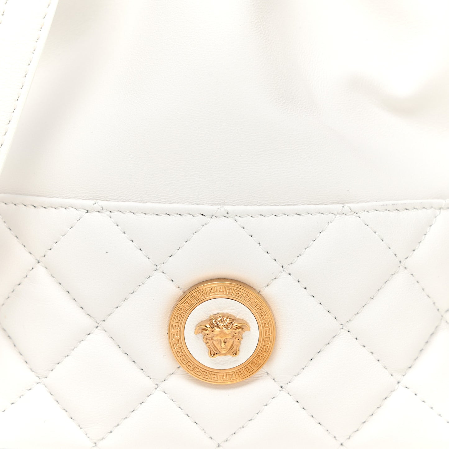 Nappa Quilted Medusa Bucket Bag White