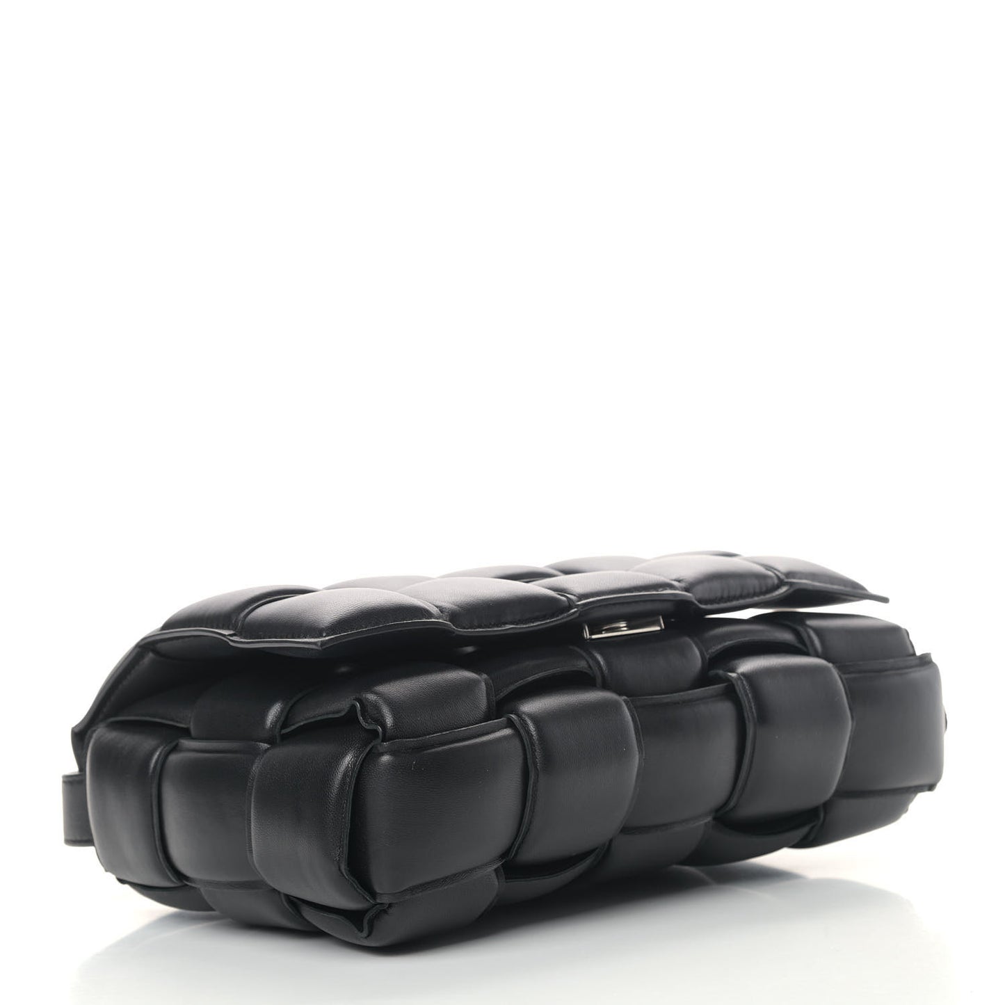 Paper Calfskin Maxi Intreccio Padded Cassette Crossbody Bag Black