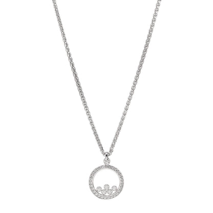 Chopard 18K White Gold Diamond 5 Happy Diamonds Circle Pendant Necklace 1 of 6